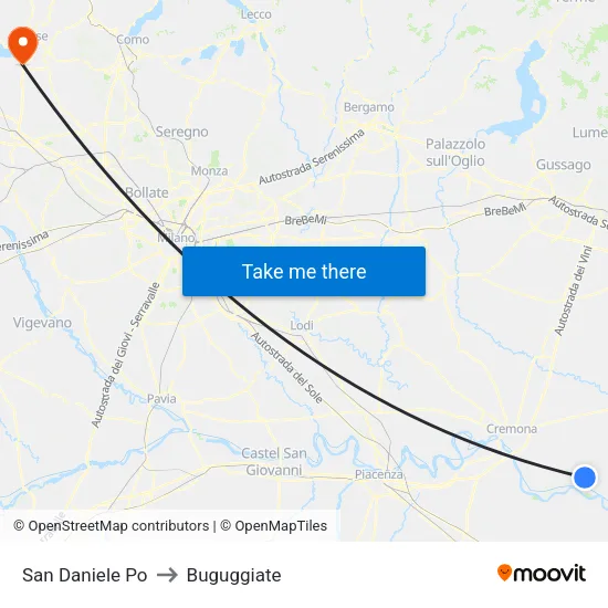 San Daniele Po to Buguggiate map