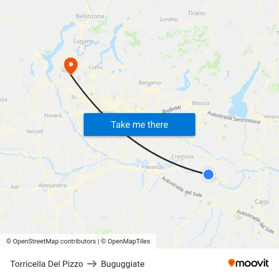 Torricella Del Pizzo to Buguggiate map