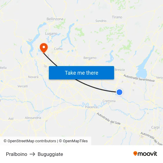 Pralboino to Buguggiate map