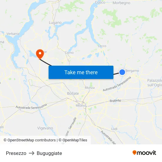 Presezzo to Buguggiate map