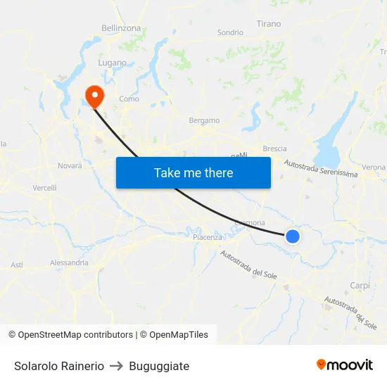 Solarolo Rainerio to Buguggiate map