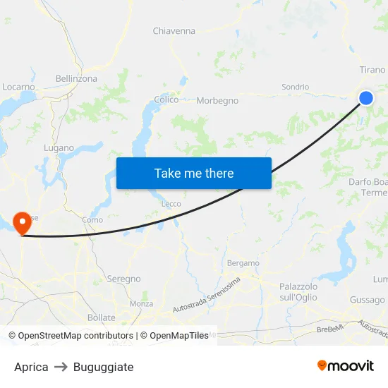 Aprica to Buguggiate map