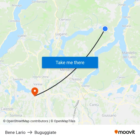 Bene Lario to Buguggiate map