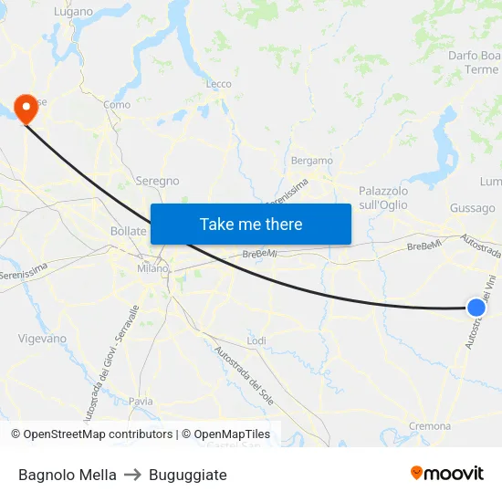 Bagnolo Mella to Buguggiate map