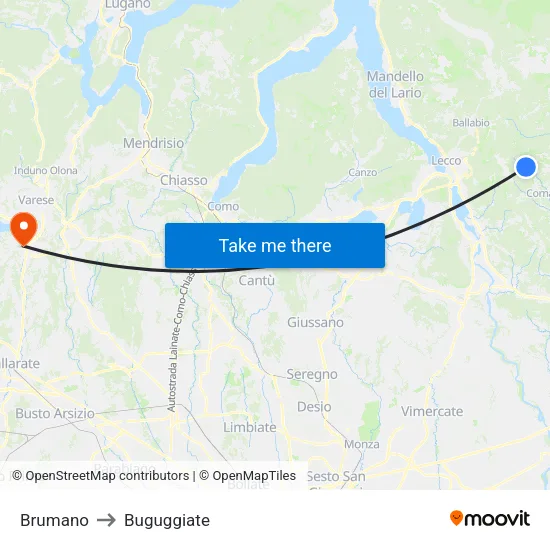 Brumano to Buguggiate map