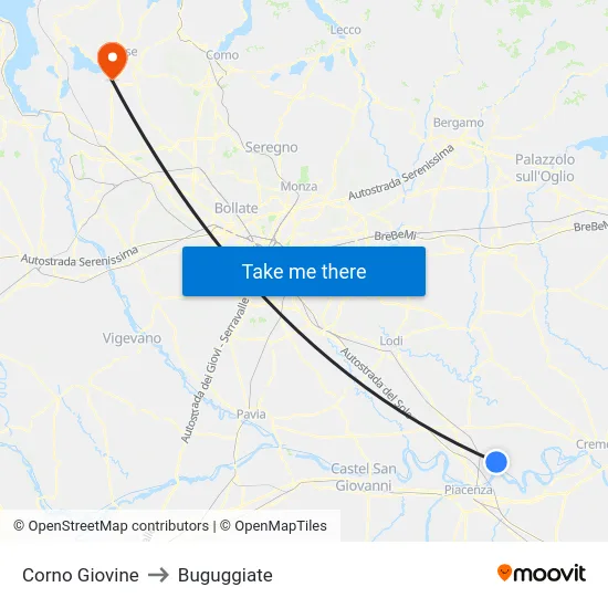 Corno Giovine to Buguggiate map