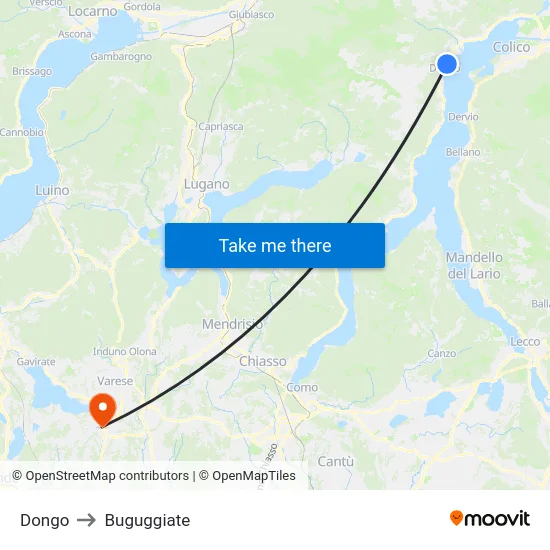 Dongo to Buguggiate map