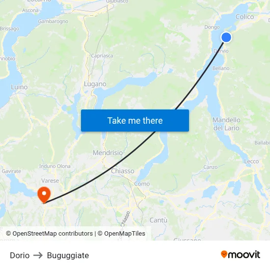 Dorio to Buguggiate map
