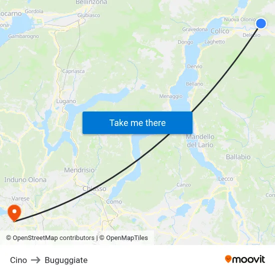 Cino to Buguggiate map