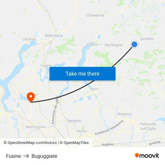 Fusine to Buguggiate map