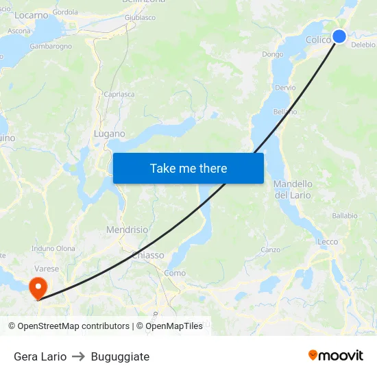 Gera Lario to Buguggiate map