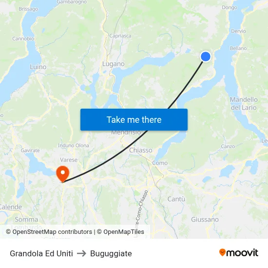 Grandola Ed Uniti to Buguggiate map