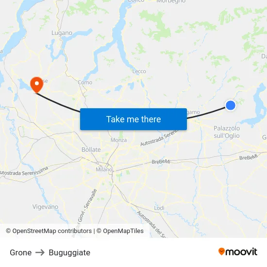 Grone to Buguggiate map