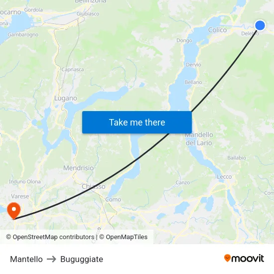 Mantello to Buguggiate map