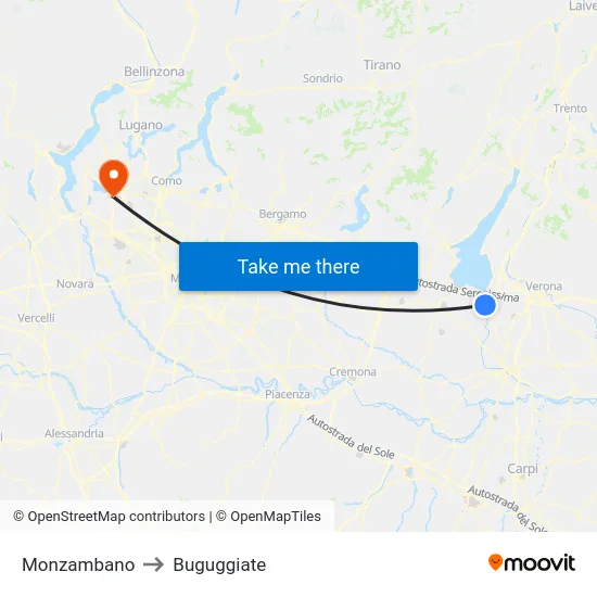 Monzambano to Buguggiate map