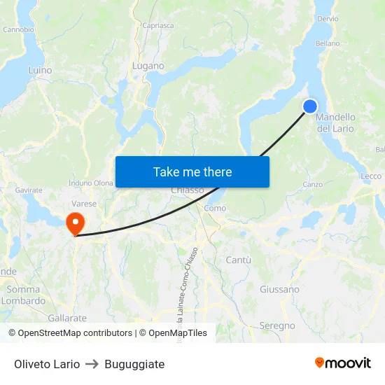Oliveto Lario to Buguggiate map