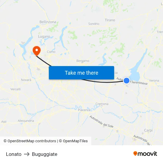Lonato to Buguggiate map