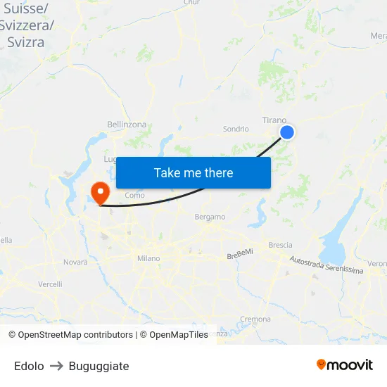 Edolo to Buguggiate map