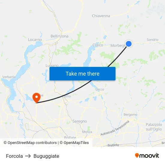 Forcola to Buguggiate map
