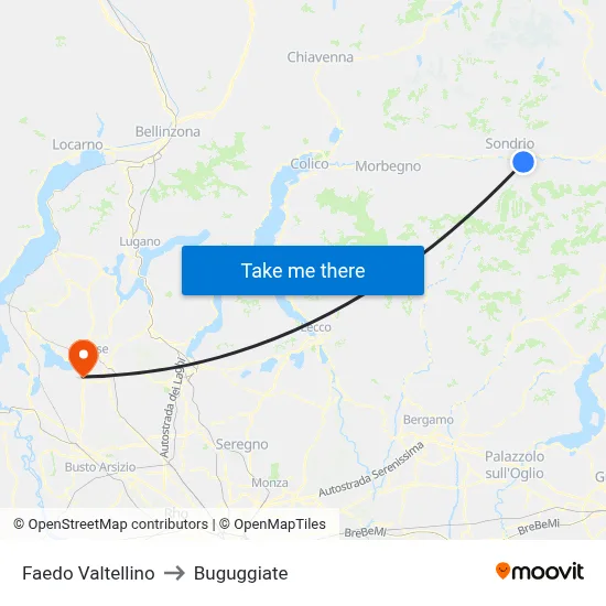 Faedo Valtellino to Buguggiate map
