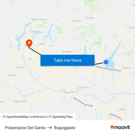 Polpenazze Del Garda to Buguggiate map