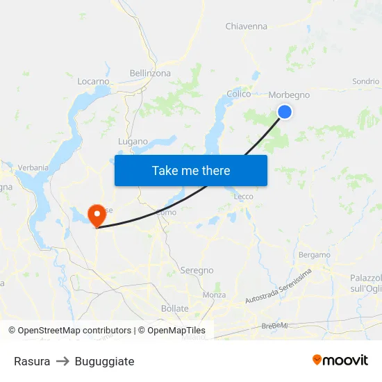 Rasura to Buguggiate map