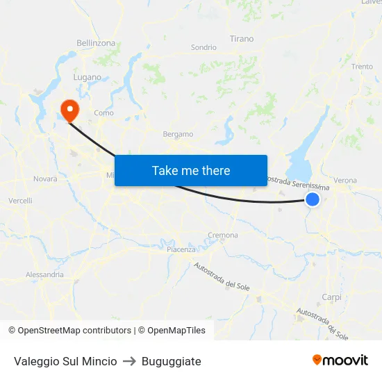 Valeggio Sul Mincio to Buguggiate map