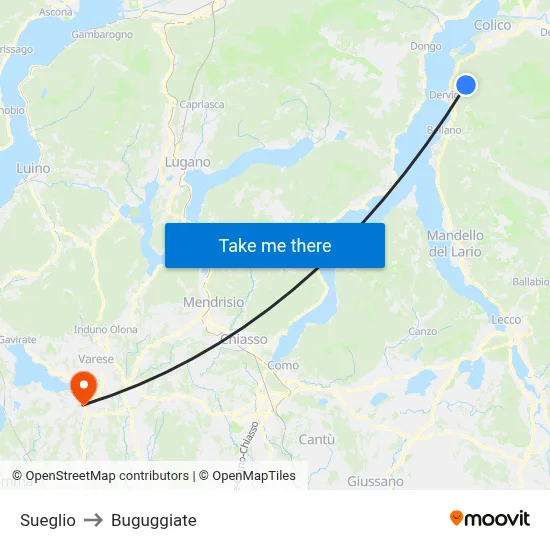Sueglio to Buguggiate map