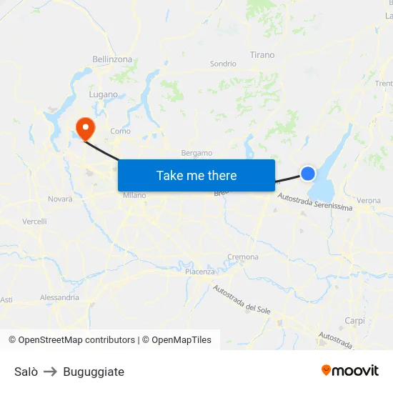 Salò to Buguggiate map