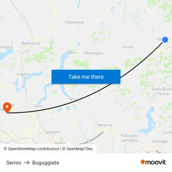 Sernio to Buguggiate map