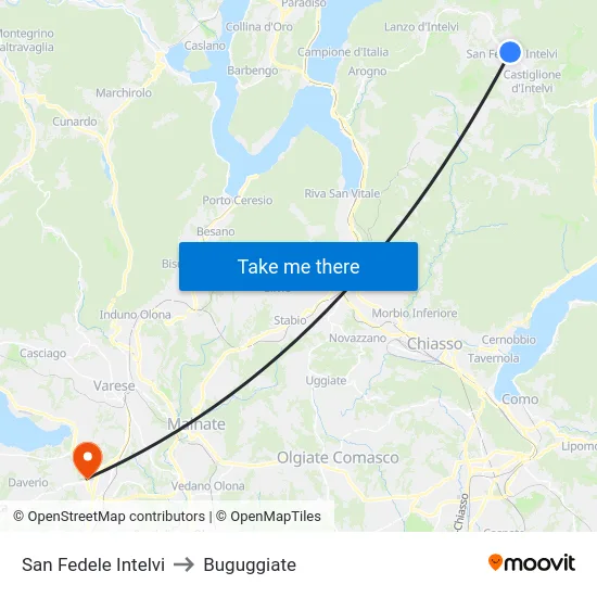 San Fedele Intelvi to Buguggiate map
