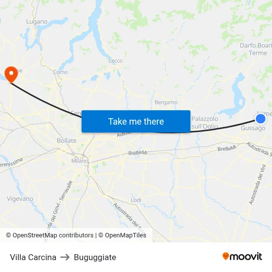 Villa Carcina to Buguggiate map