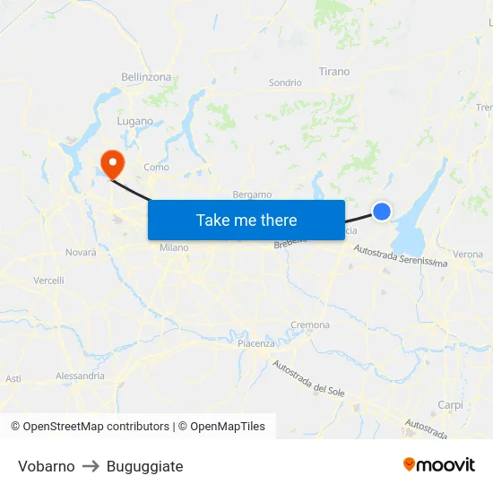 Vobarno to Buguggiate map