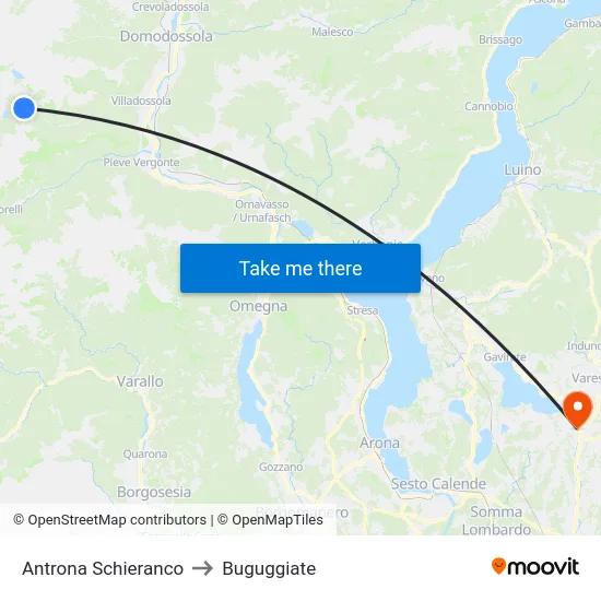 Antrona Schieranco to Buguggiate map