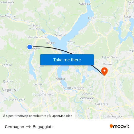 Germagno to Buguggiate map
