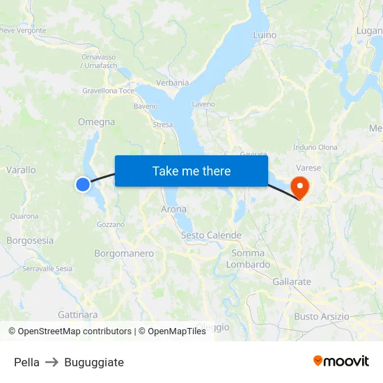 Pella to Buguggiate map