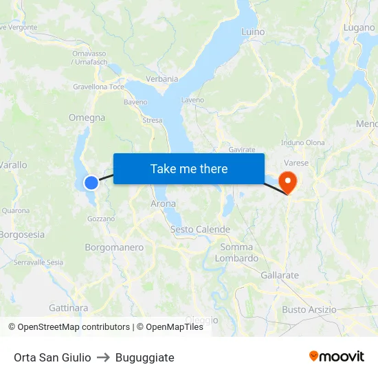 Orta San Giulio to Buguggiate map