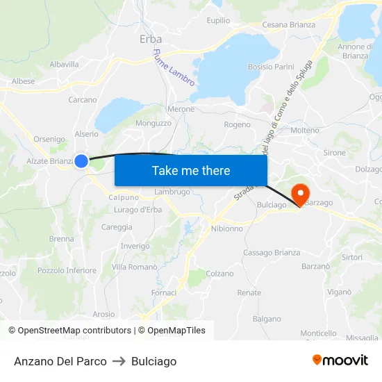 Anzano Del Parco to Bulciago map