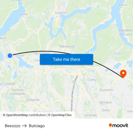 Besozzo to Bulciago map