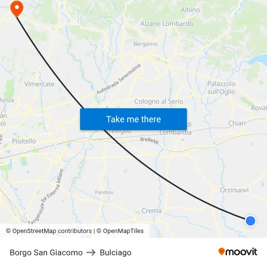 San Giacomo Village to Bulciago map