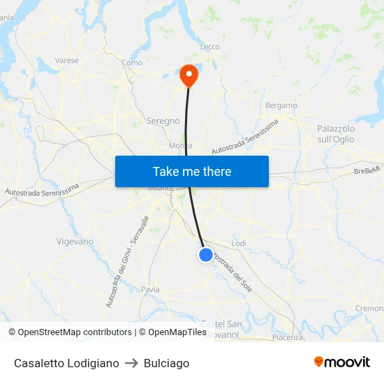 Casaletto Lodigiano to Bulciago map