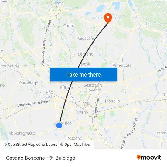 Cesano Boscone to Bulciago map