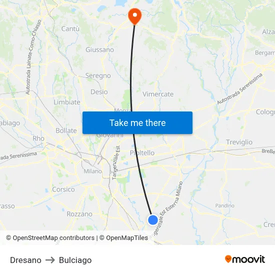 Dresano to Bulciago map