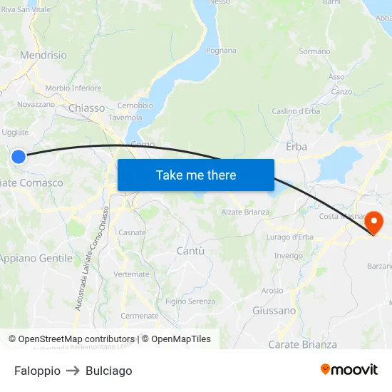 Faloppio to Bulciago map