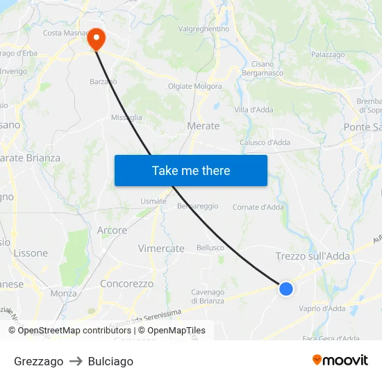 Grezzago to Bulciago map