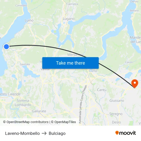 Laveno-Mombello to Bulciago map