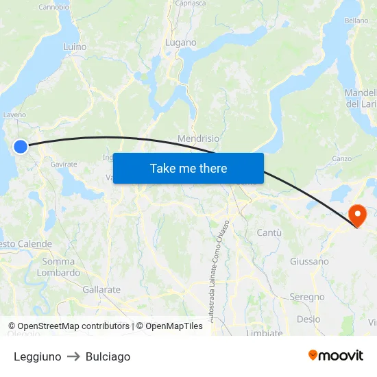 Leggiuno to Bulciago map