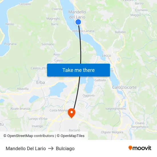 Mandello Del Lario to Bulciago map