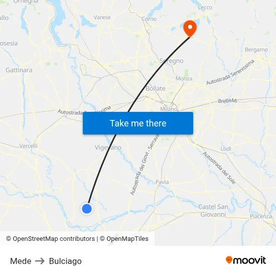 Mede to Bulciago map