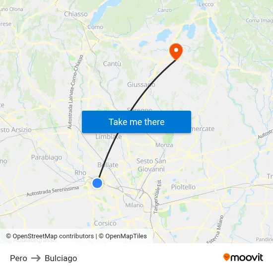 Pero to Bulciago map